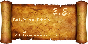 Balázs Edvin névjegykártya